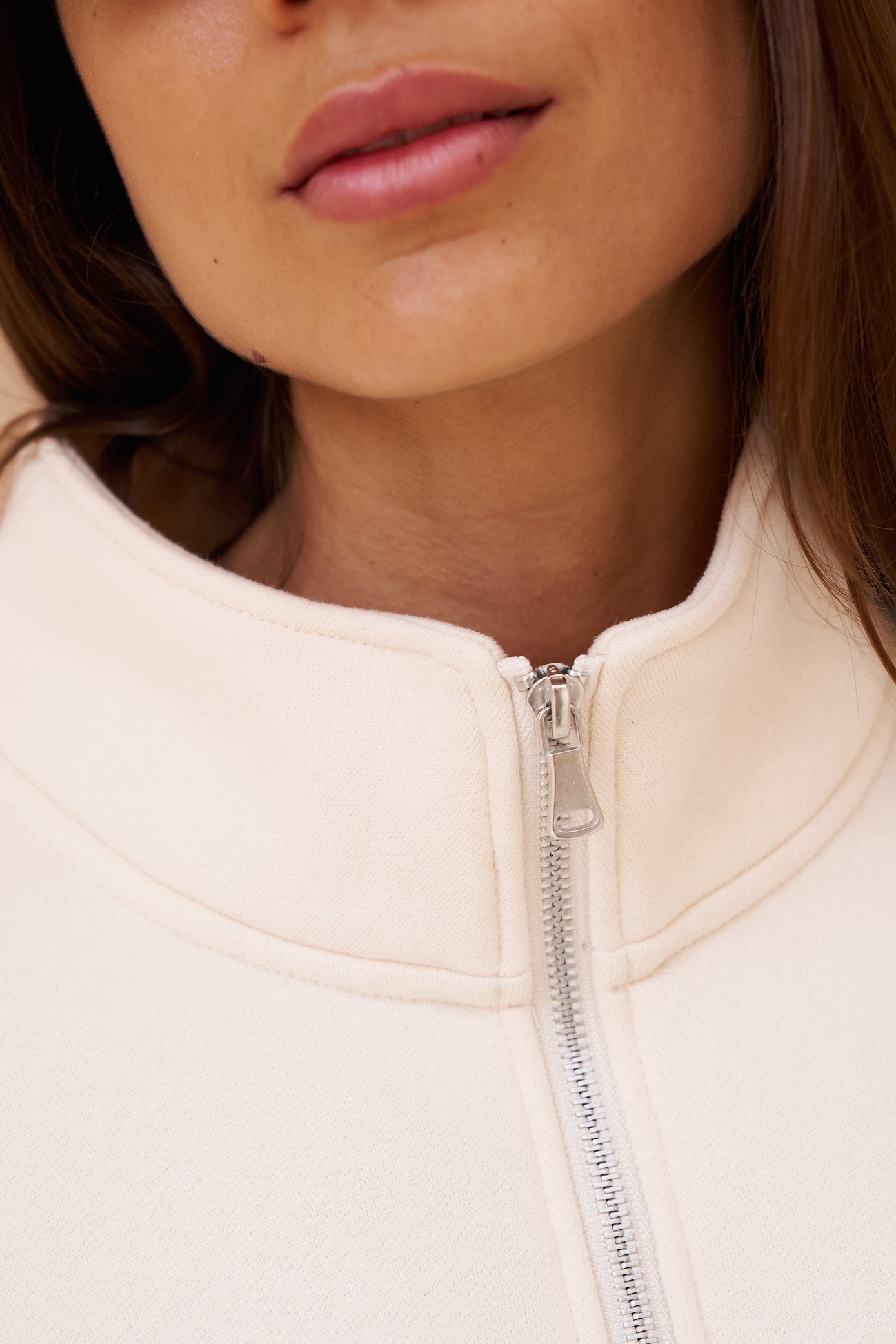 The Zip Sweatshirt in Butter Cream