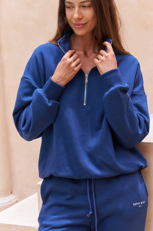 The Zip Sweatshirt in Midnight Blue