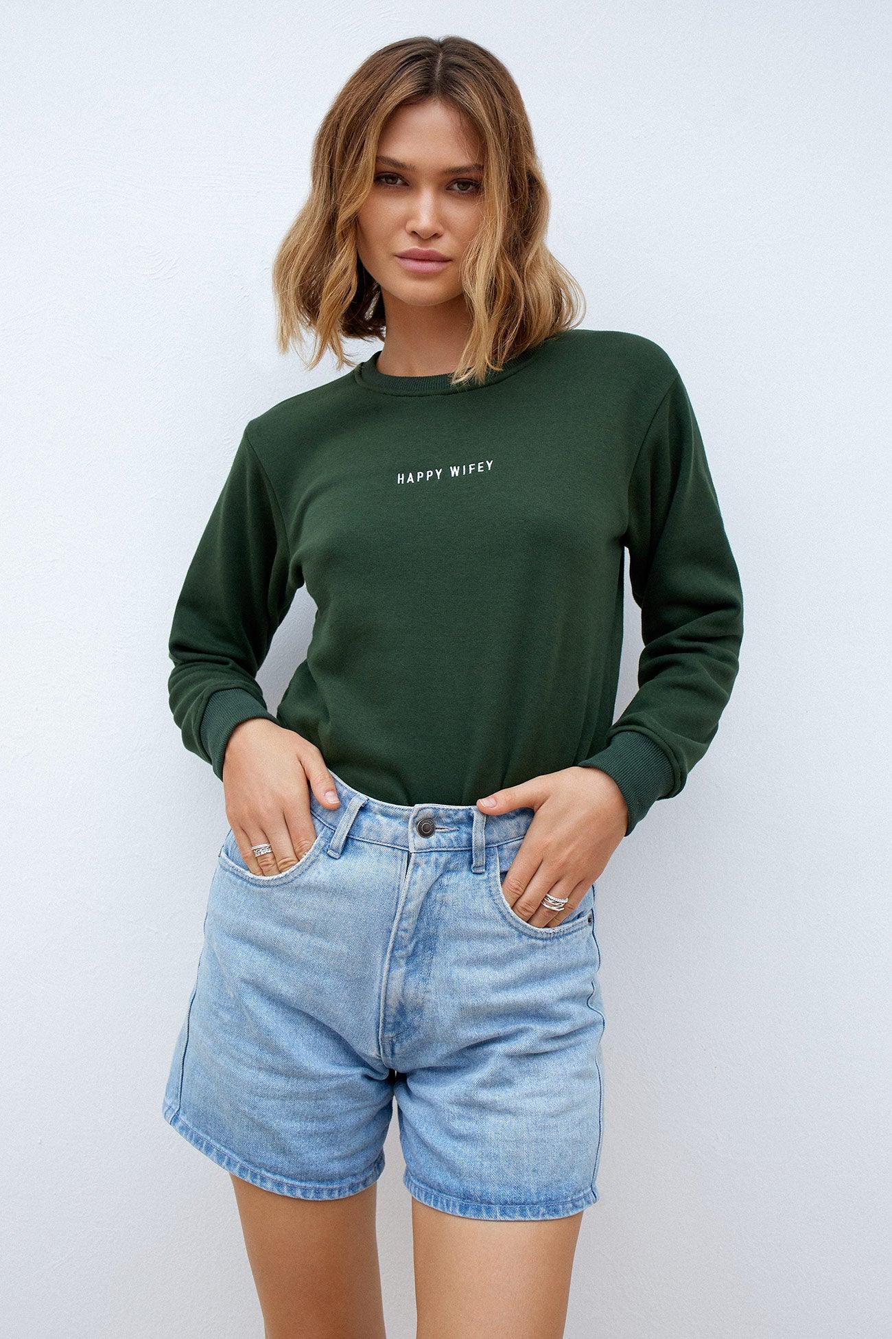 Sweatshirt Forest Green - Happy Wifey