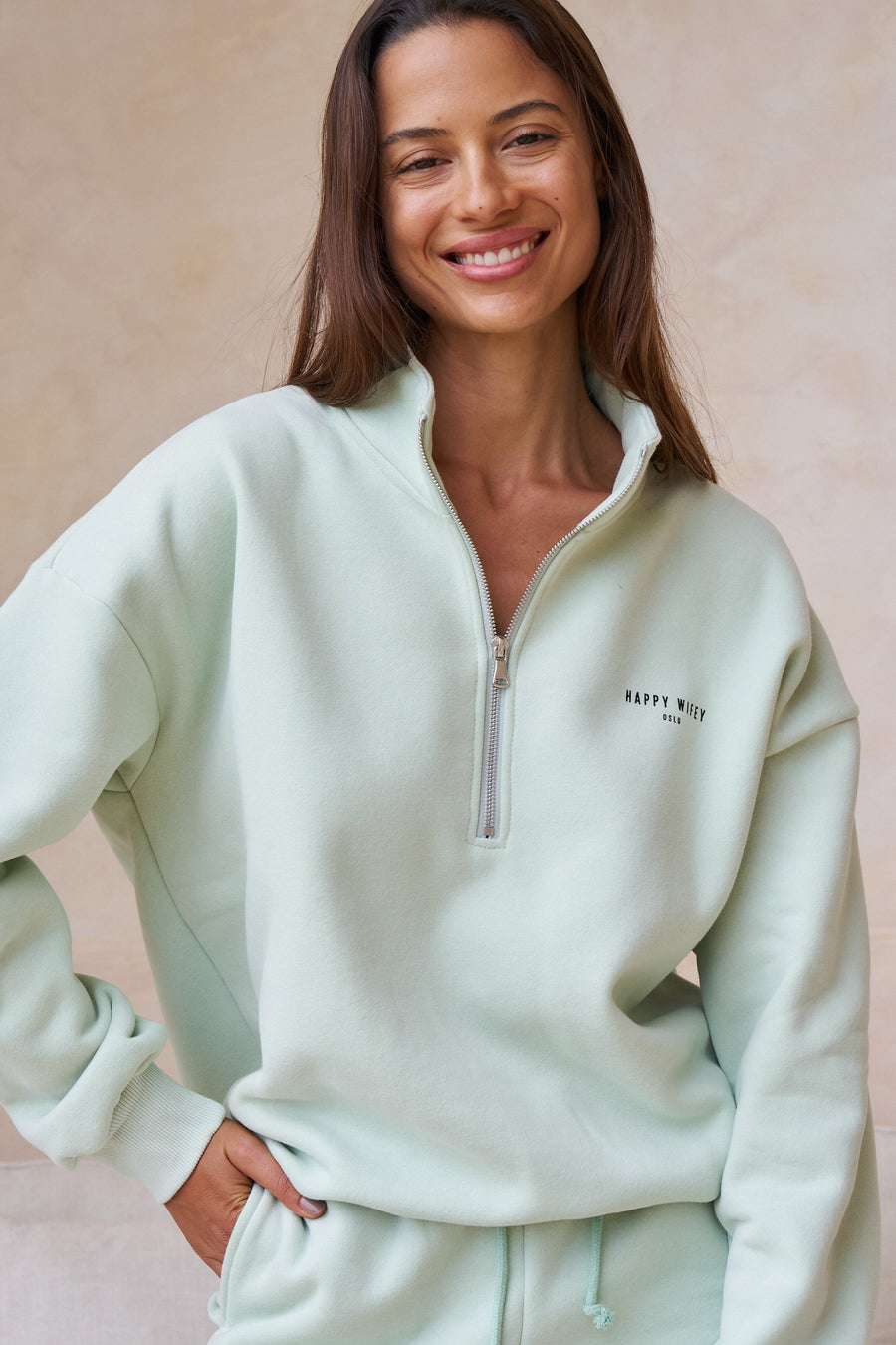 The Zip Sweatshirt in Mint Green