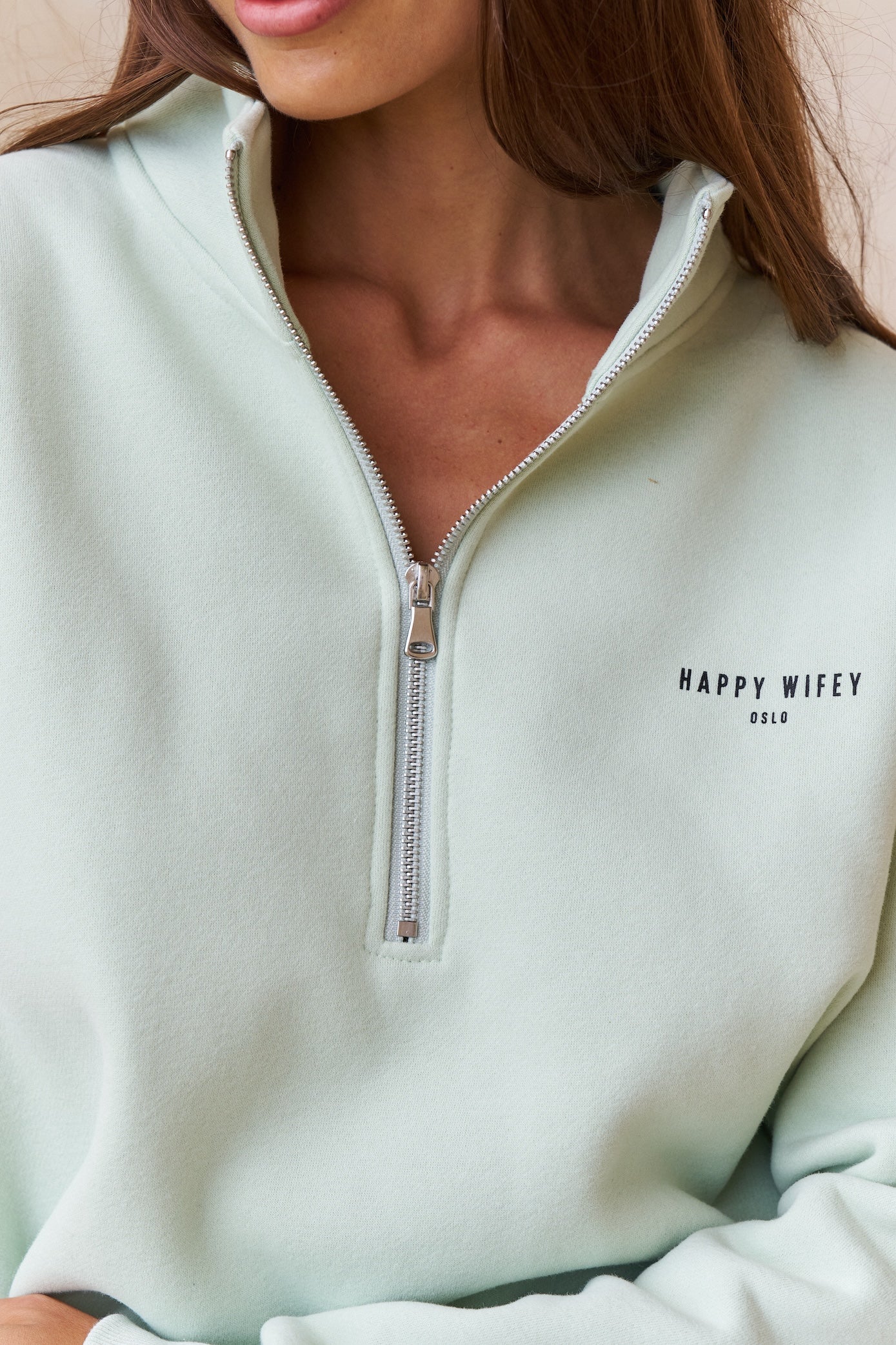 The Zip Sweatshirt in Mint Green