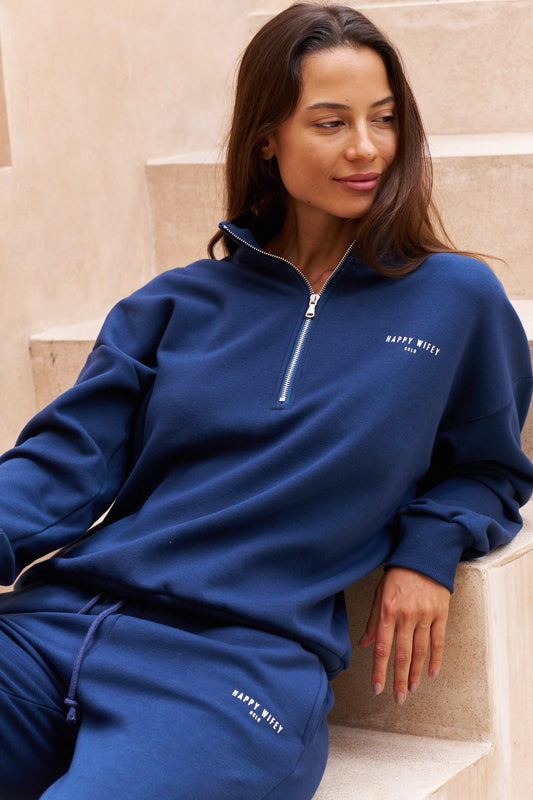 The Zip Sweatshirt in Midnight Blue