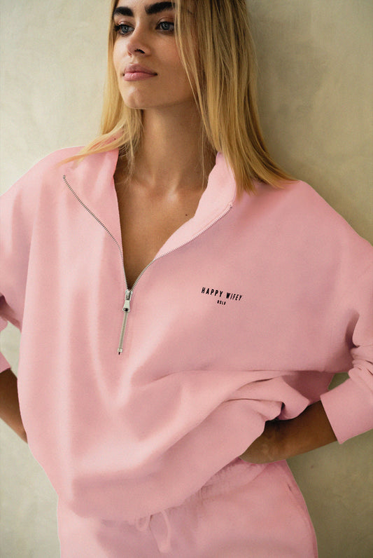 The Zip Sweatshirt in Pastel Pink