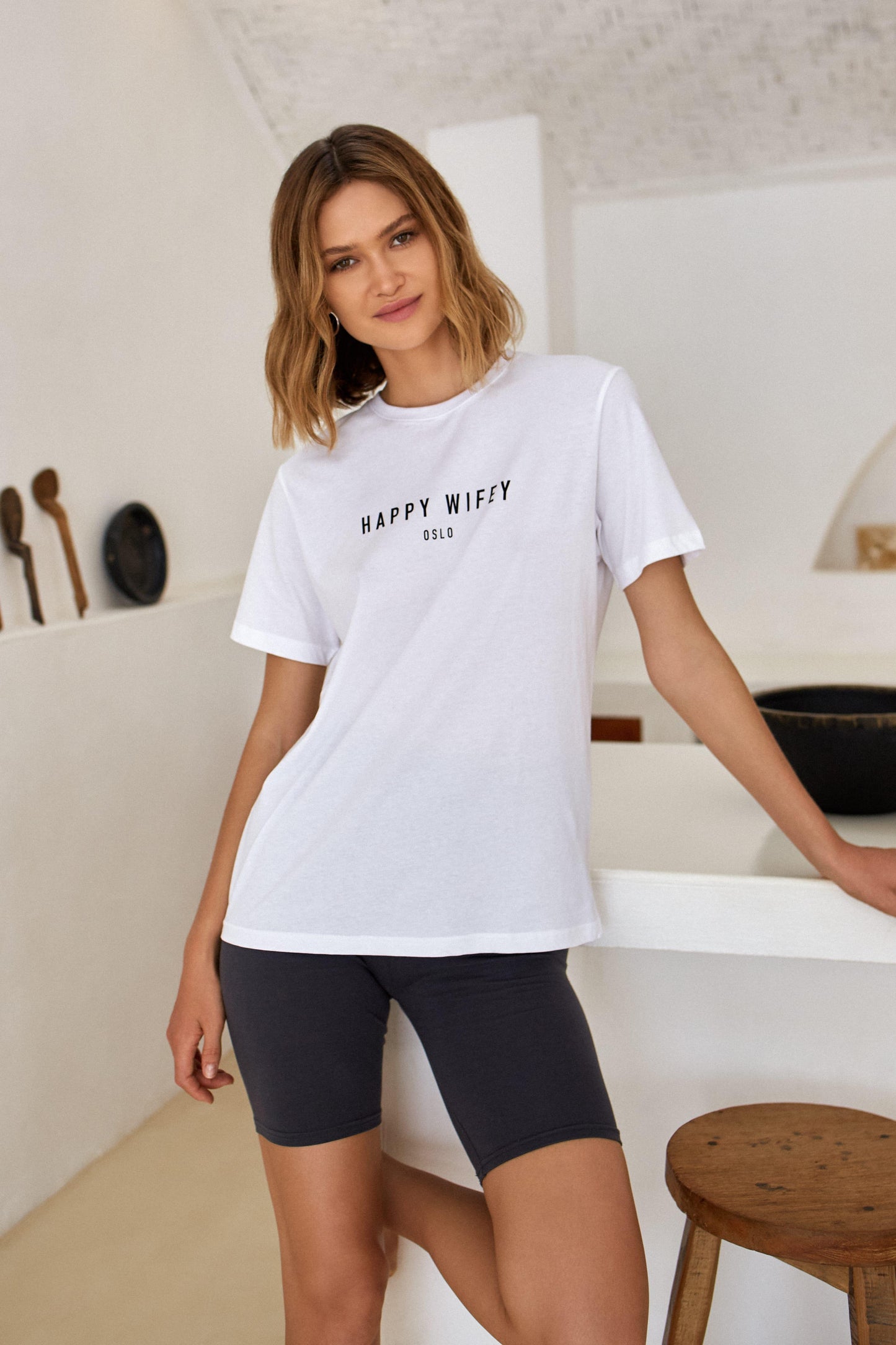 The Organic Cotton Tee in White - Happy Wifey