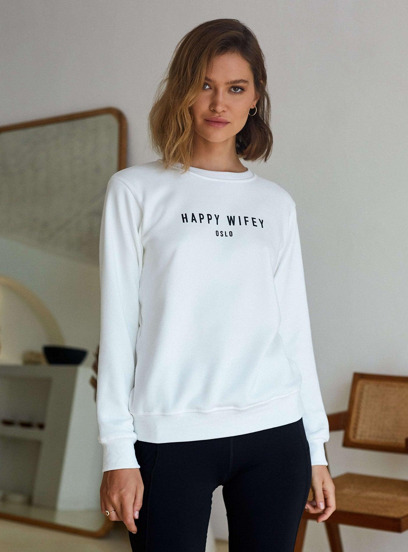 Sweatshirt White - Happy Wifey