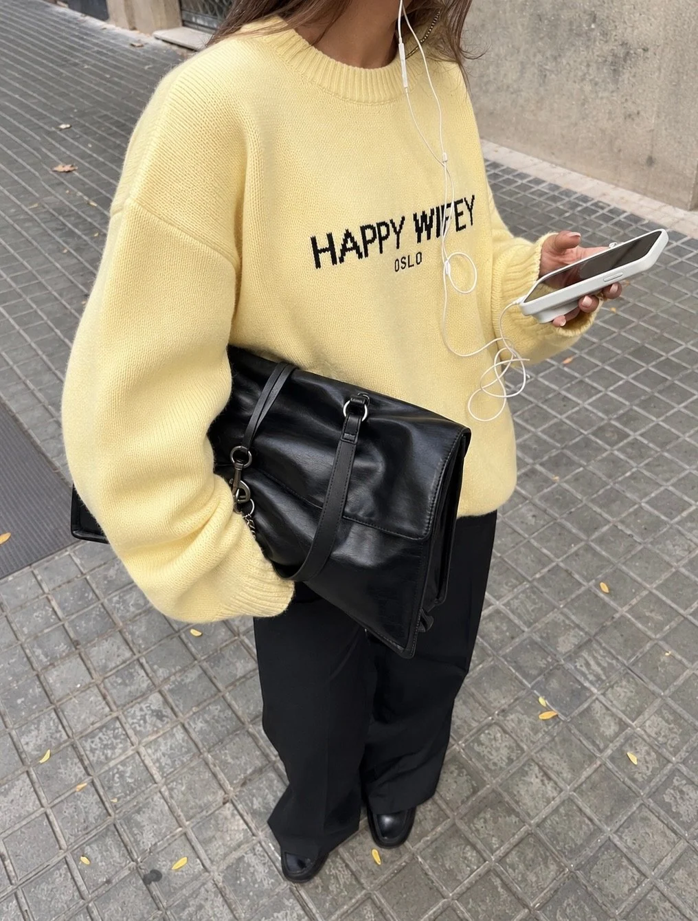 Sunny Yellow sweater styled for a day in the city